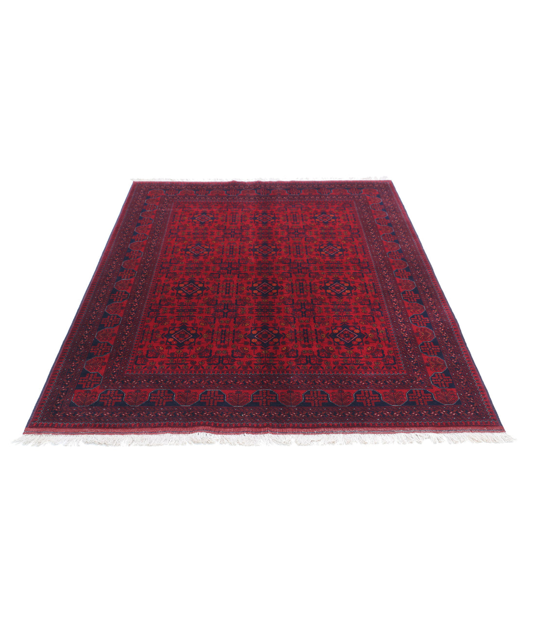 Afghan 4'10'' X 6'5'' Hand-Knotted Wool Rug 4'10'' x 6'5'' (145 X 193) / Red / Red