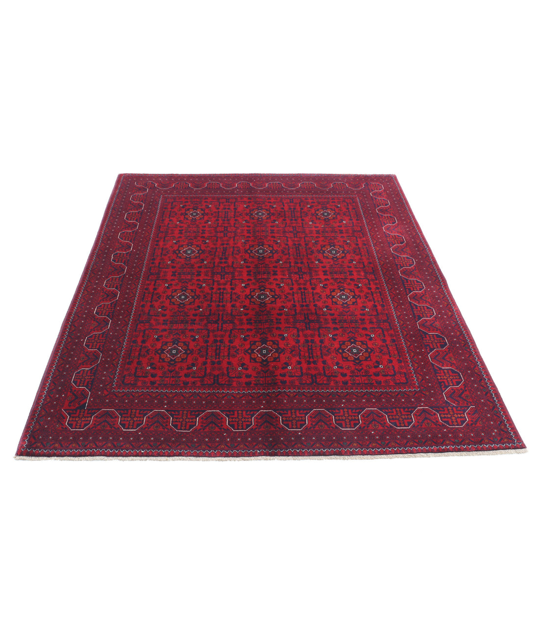 Afghan 4'10'' X 6'0'' Hand-Knotted Wool Rug 4'10'' x 6'0'' (145 X 180) / Red / Red