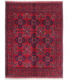 Afghan 4'10'' X 6'3'' Hand-Knotted Wool Rug 4'10'' x 6'3'' (145 X 188) / Red / Blue