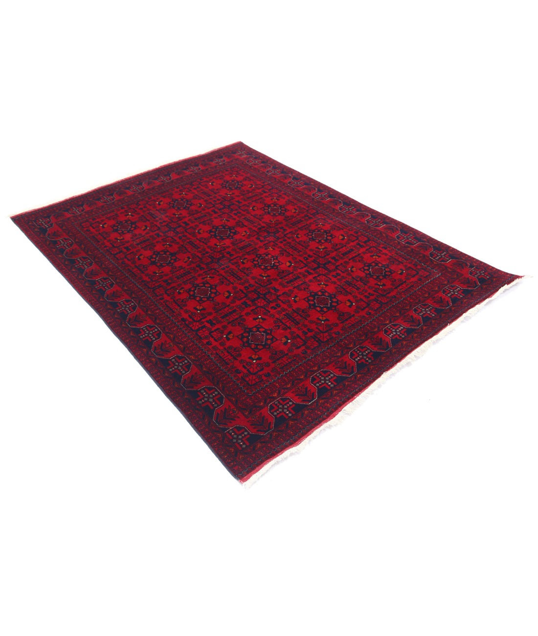 Afghan 4'9'' X 6'2'' Hand-Knotted Wool Rug 4'9'' x 6'2'' (143 X 185) / Red / Red