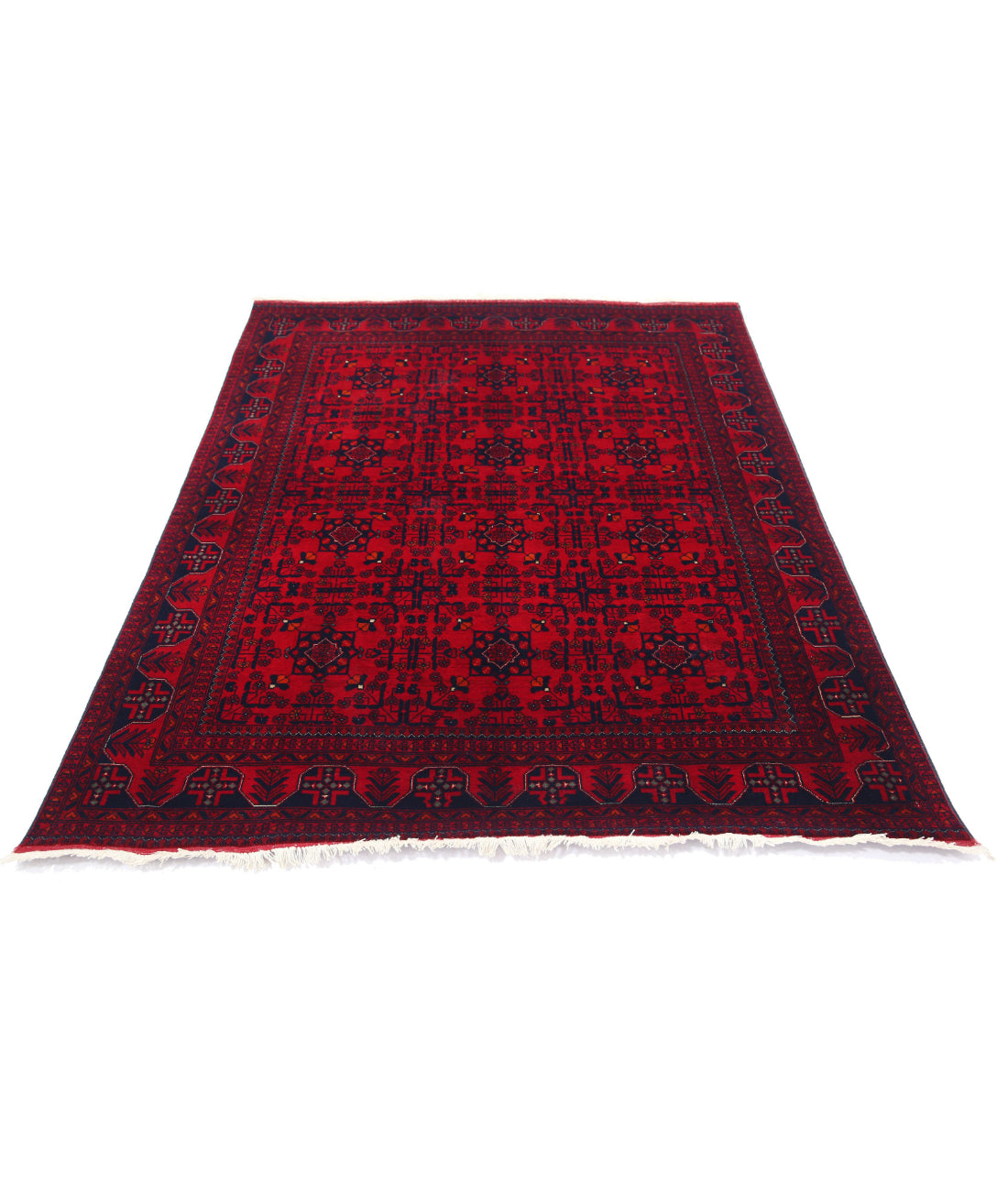 Afghan 4'9'' X 6'2'' Hand-Knotted Wool Rug 4'9'' x 6'2'' (143 X 185) / Red / Red