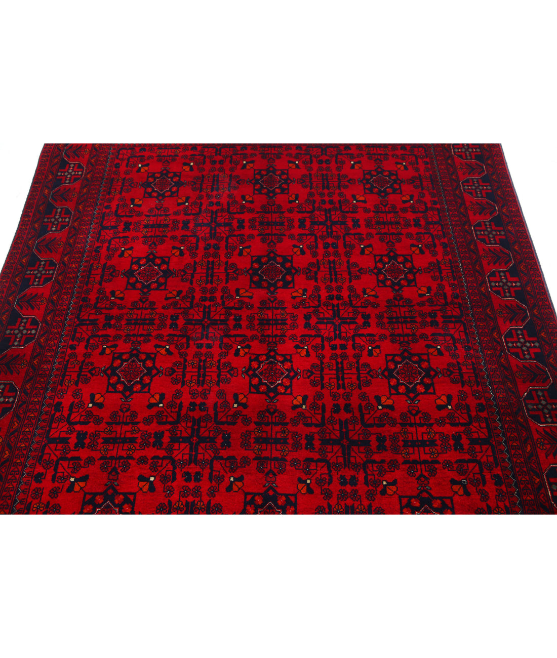 Afghan 4'9'' X 6'2'' Hand-Knotted Wool Rug 4'9'' x 6'2'' (143 X 185) / Red / Red