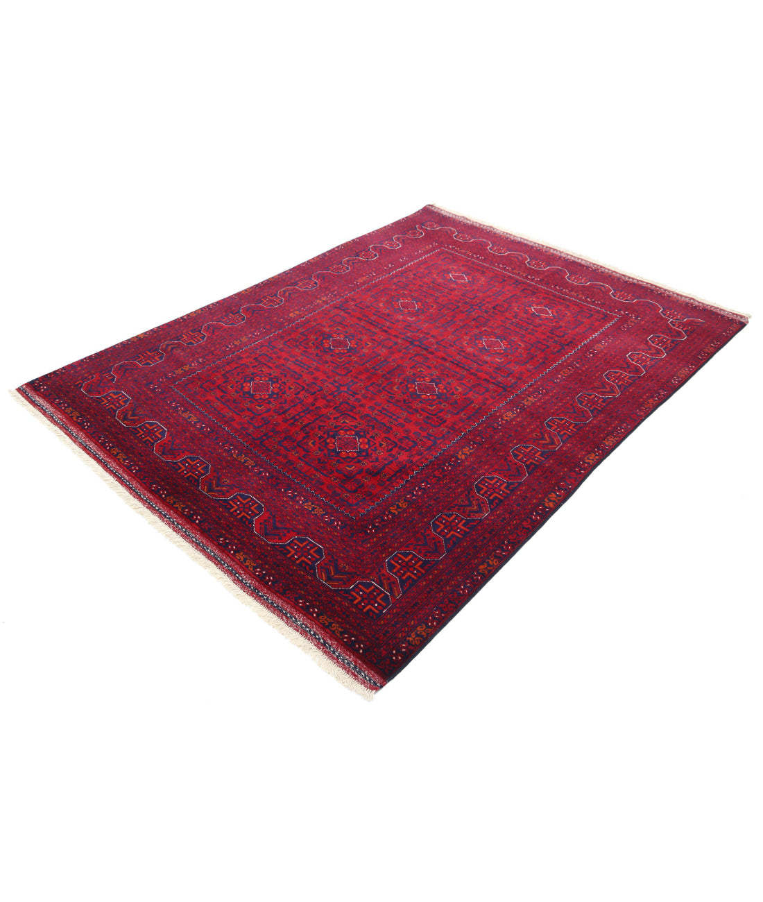 Afghan 4'10'' X 6'5'' Hand-Knotted Wool Rug 4'10'' x 6'5'' (145 X 193) / Red / Red