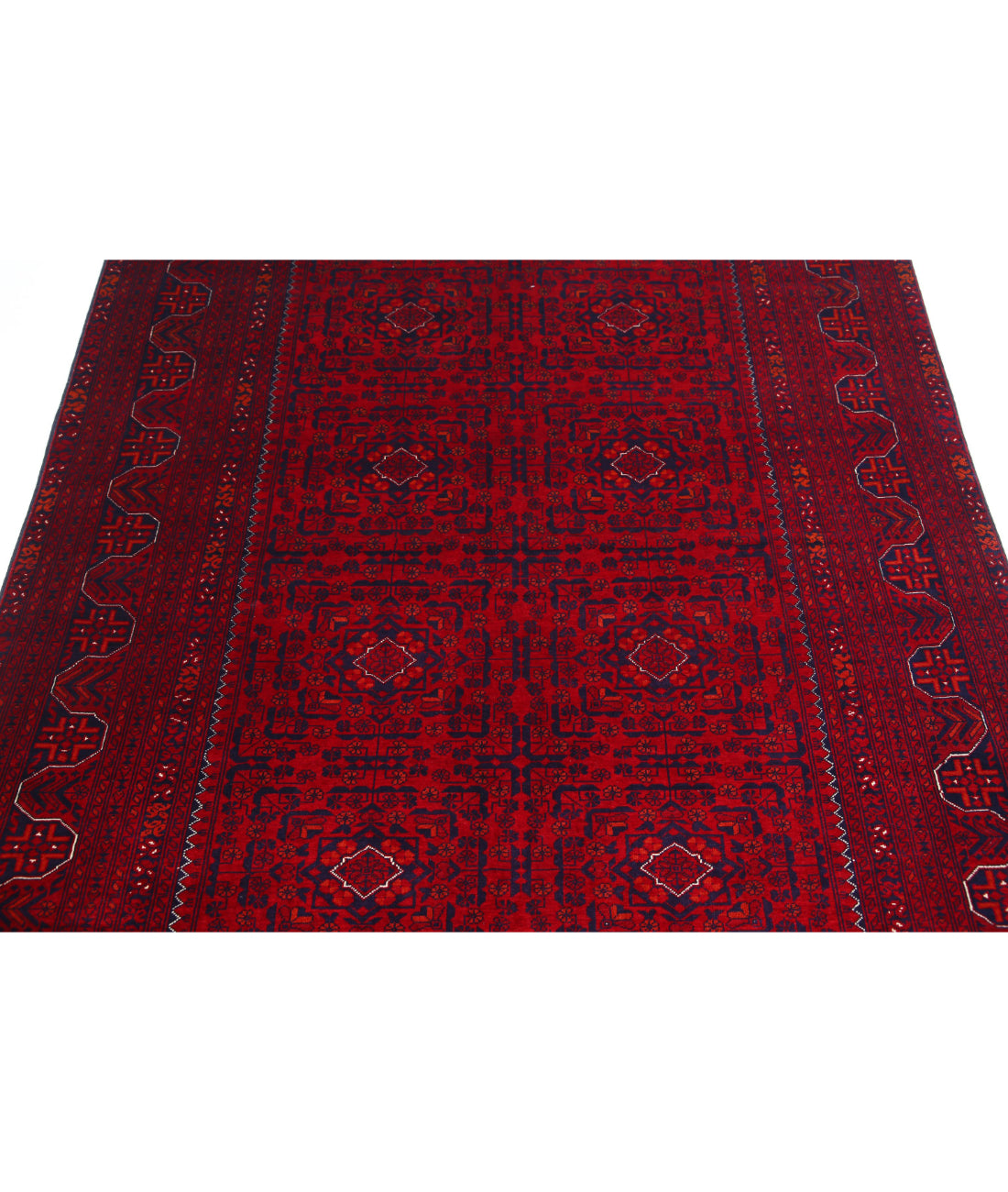 Afghan 4'10'' X 6'5'' Hand-Knotted Wool Rug 4'10'' x 6'5'' (145 X 193) / Red / Red