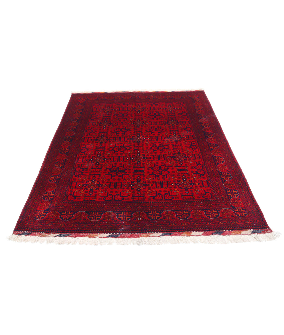 Afghan 5'0'' X 6'5'' Hand-Knotted Wool Rug 5'0'' x 6'5'' (150 X 193) / Red / Red