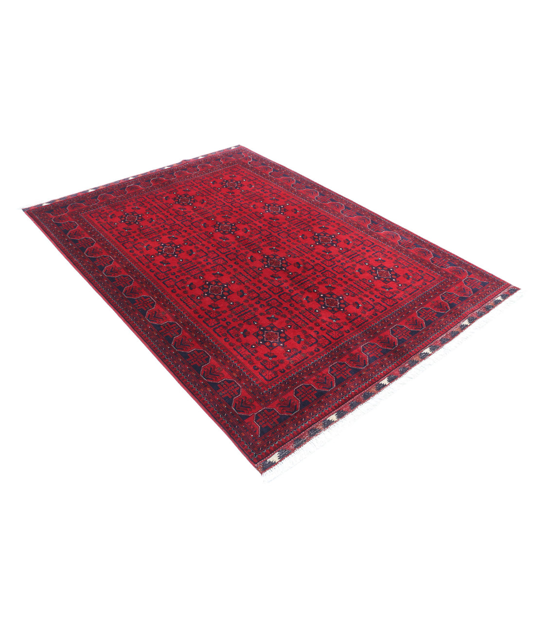 Afghan 4'11'' X 6'6'' Hand-Knotted Wool Rug 4'11'' x 6'6'' (148 X 195) / Red / Red