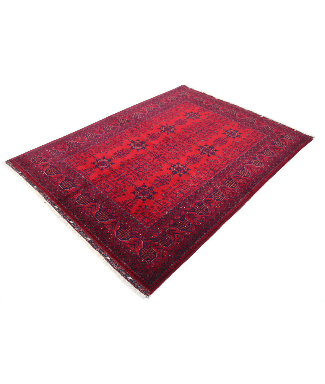 Afghan 5'0'' X 6'7'' Hand-Knotted Wool Rug 5'0'' x 6'7'' (150 X 198) / Red / Red