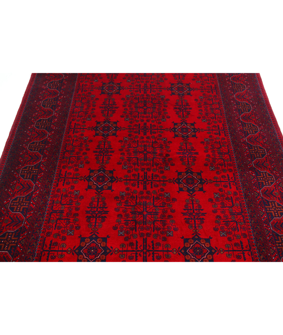 Afghan 5'0'' X 6'7'' Hand-Knotted Wool Rug 5'0'' x 6'7'' (150 X 198) / Red / Red