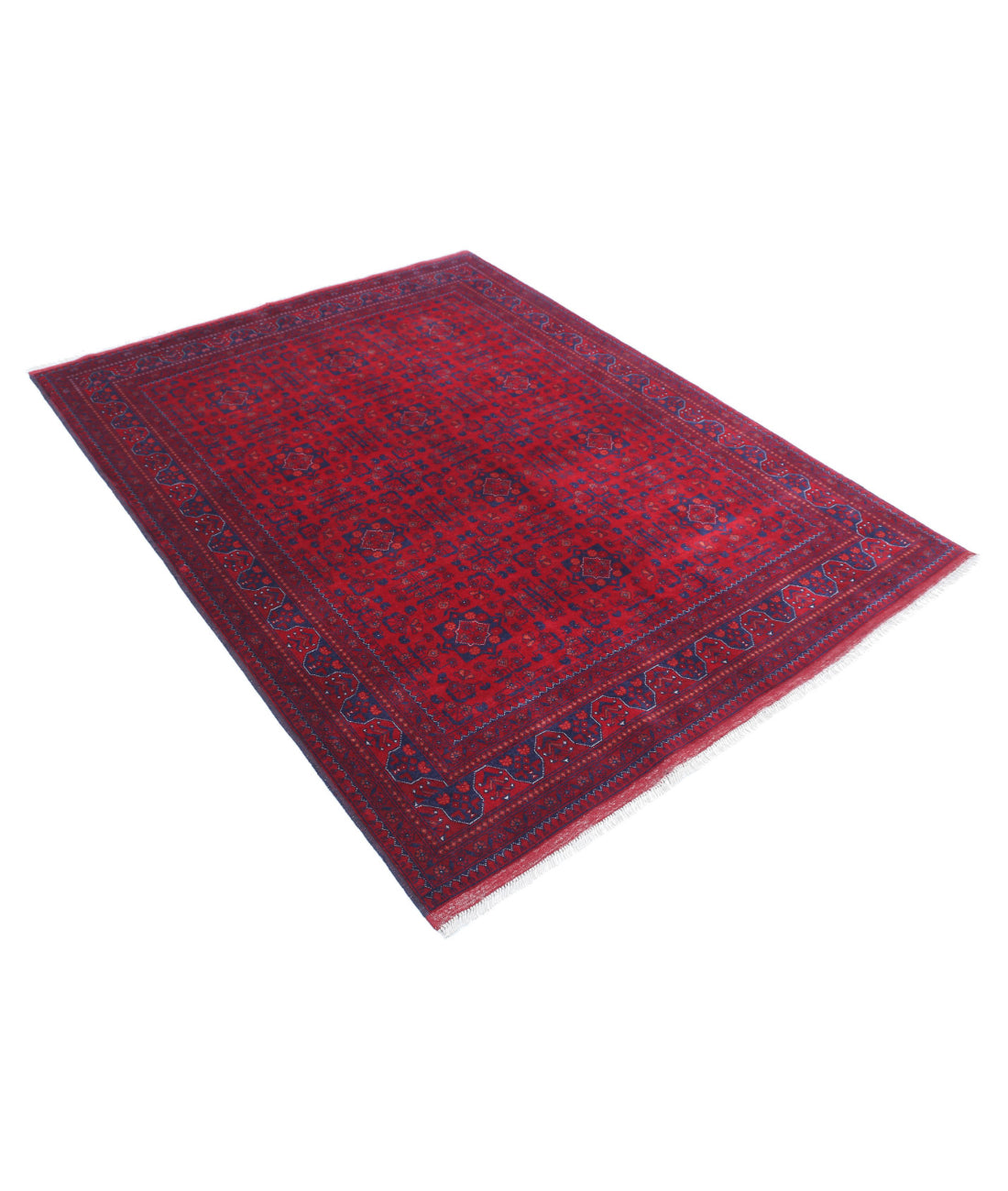 Afghan 4'11'' X 6'3'' Hand-Knotted Wool Rug 4'11'' x 6'3'' (148 X 188) / Red / Red