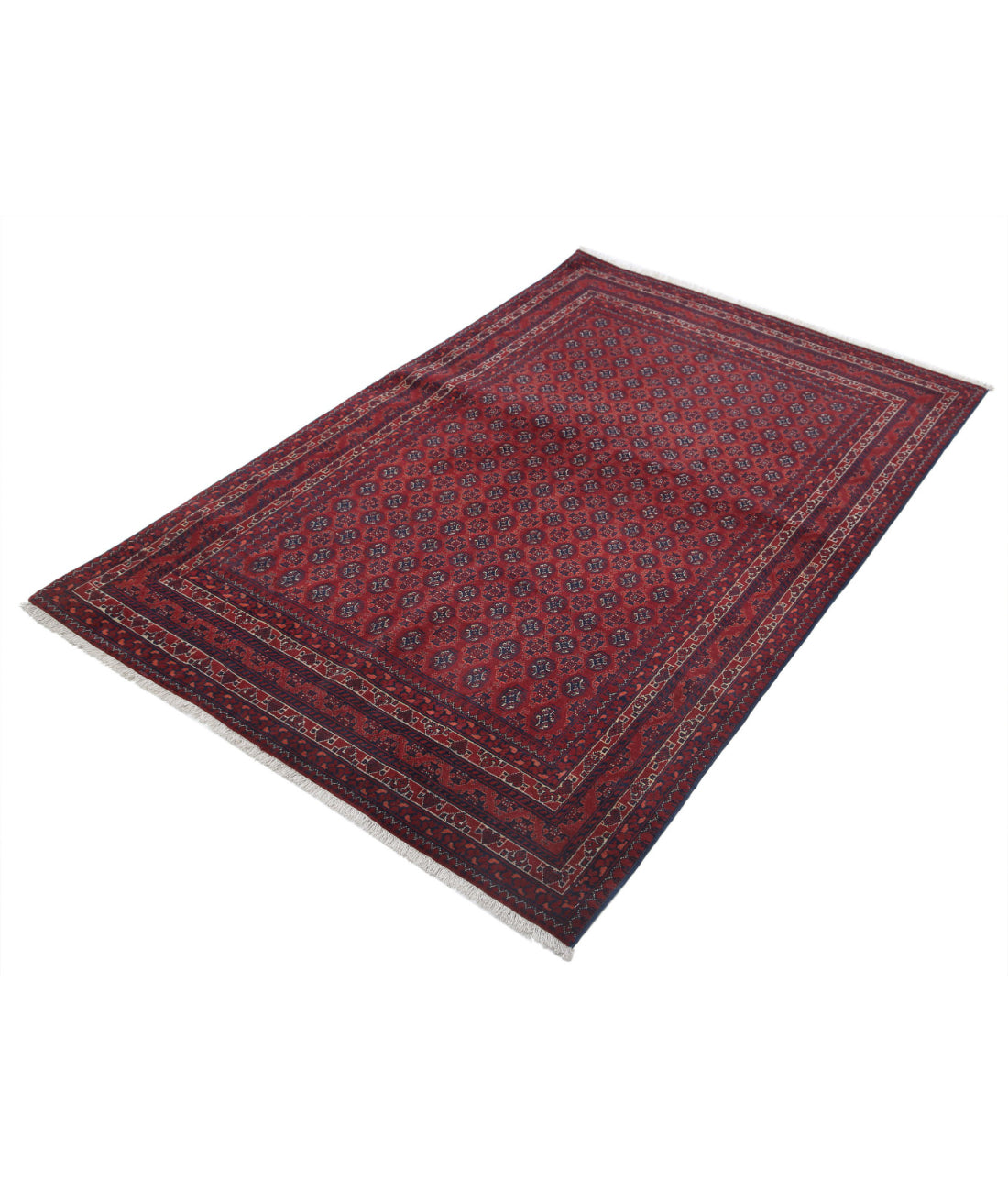 Afghan 4'0'' X 6'3'' Hand-Knotted Wool Rug 4'0'' x 6'3'' (120 X 188) / Red / Red