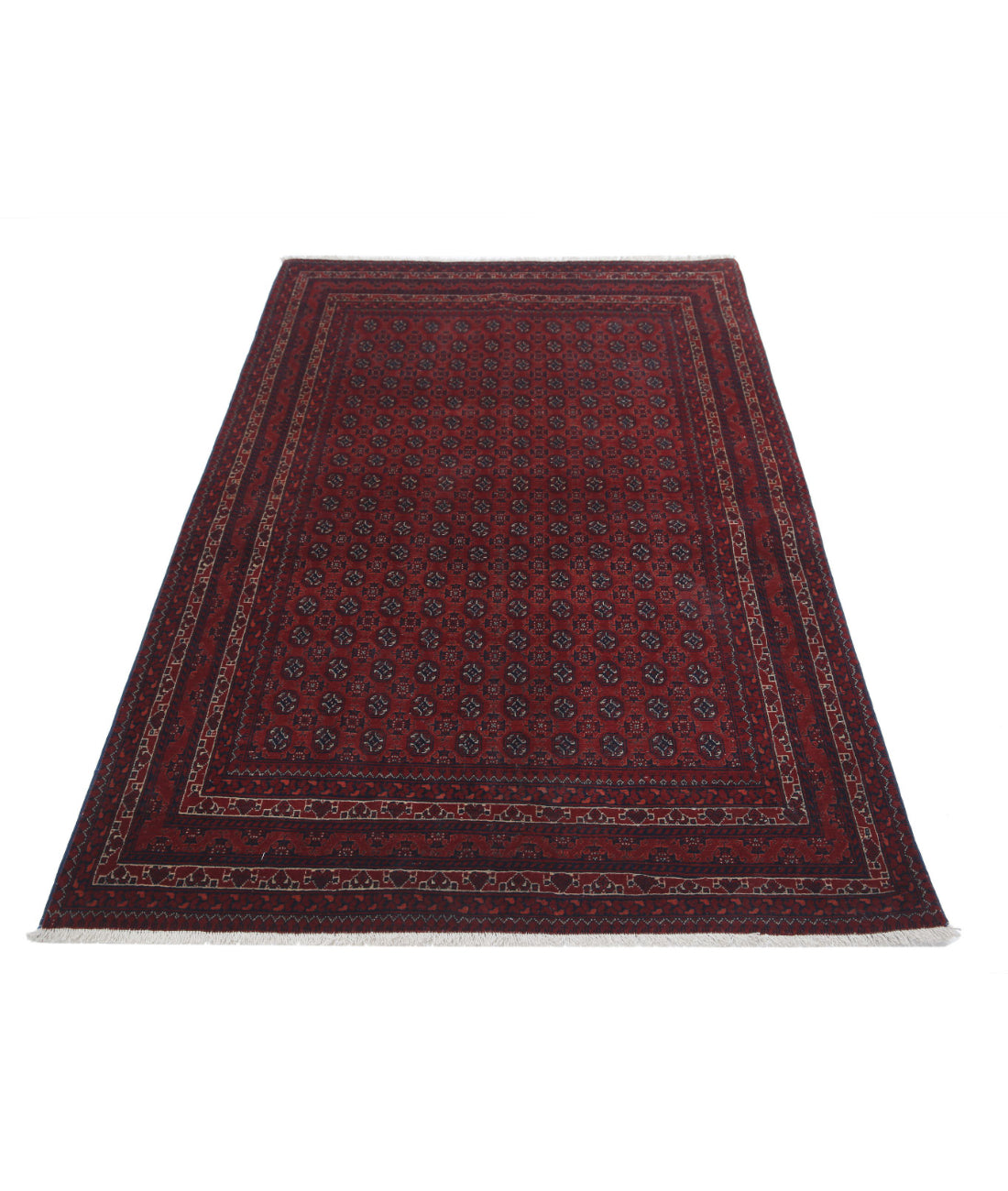 Afghan 4'0'' X 6'3'' Hand-Knotted Wool Rug 4'0'' x 6'3'' (120 X 188) / Red / Red