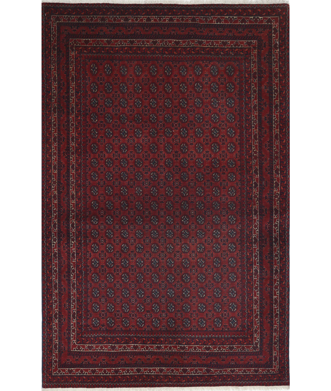 Afghan 4'0'' X 6'3'' Hand-Knotted Wool Rug 4'0'' x 6'3'' (120 X 188) / Red / Red