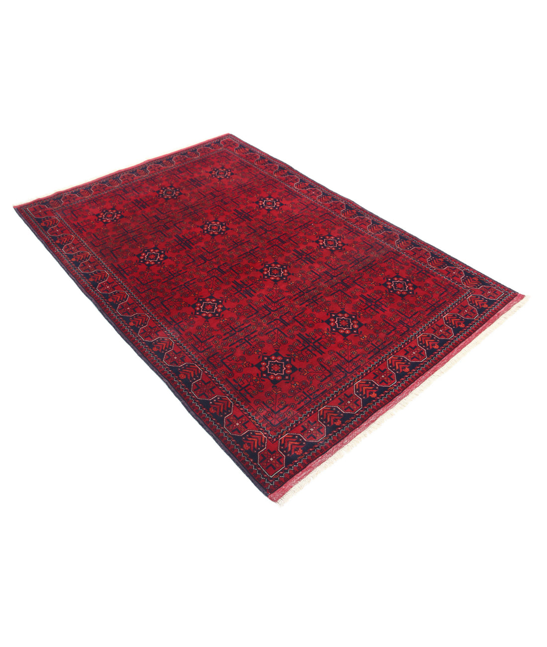 Afghan 4'1'' X 6'0'' Hand-Knotted Wool Rug 4'1'' x 6'0'' (123 X 180) / Red / Red