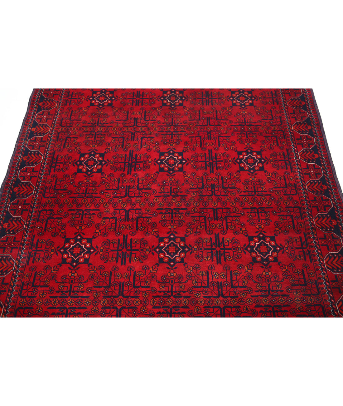 Afghan 4'1'' X 6'0'' Hand-Knotted Wool Rug 4'1'' x 6'0'' (123 X 180) / Red / Red