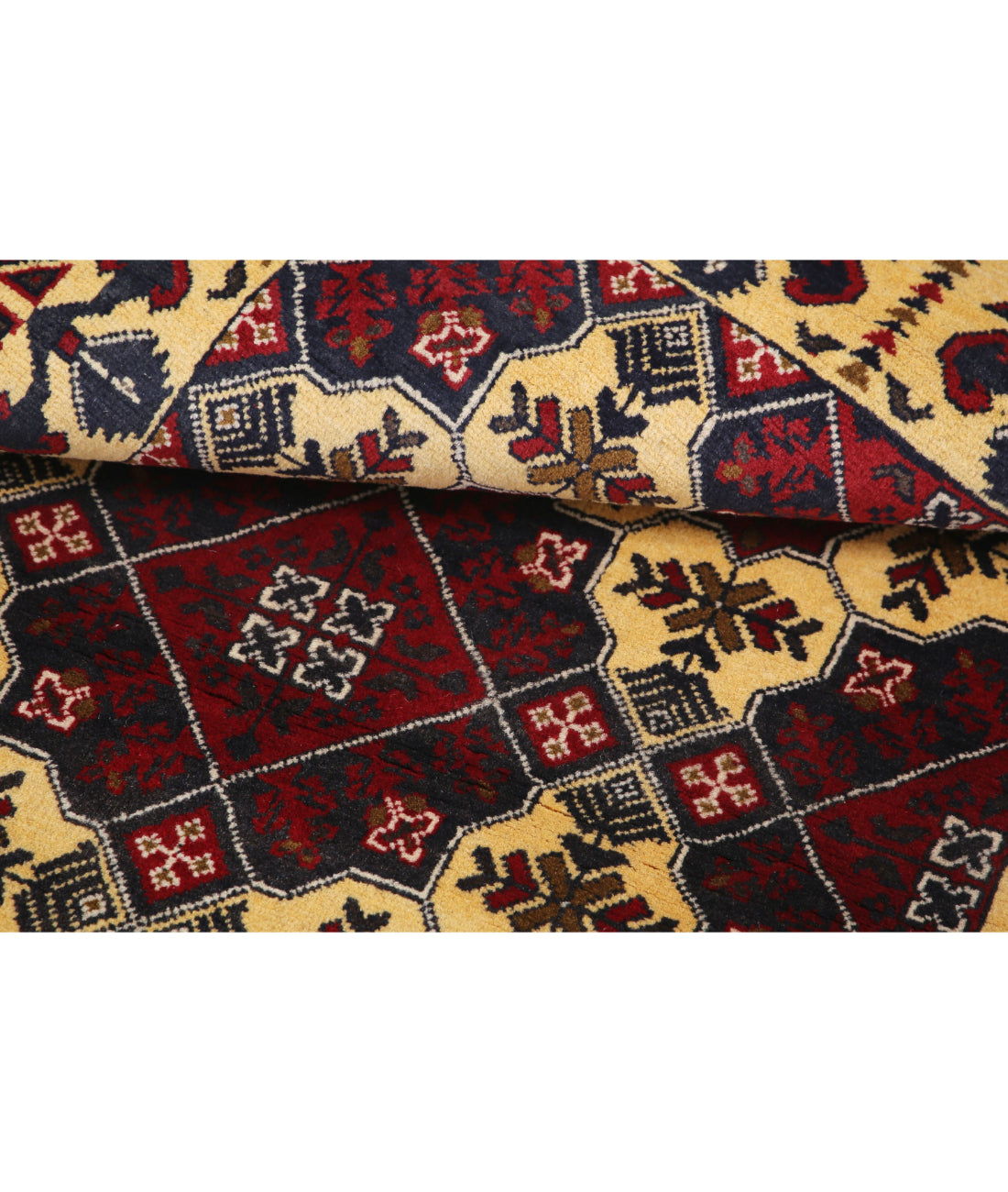 Afghan 4'0'' X 4'8'' Hand-Knotted Wool Rug 4'0'' x 4'8'' (120 X 140) / Red / Blue