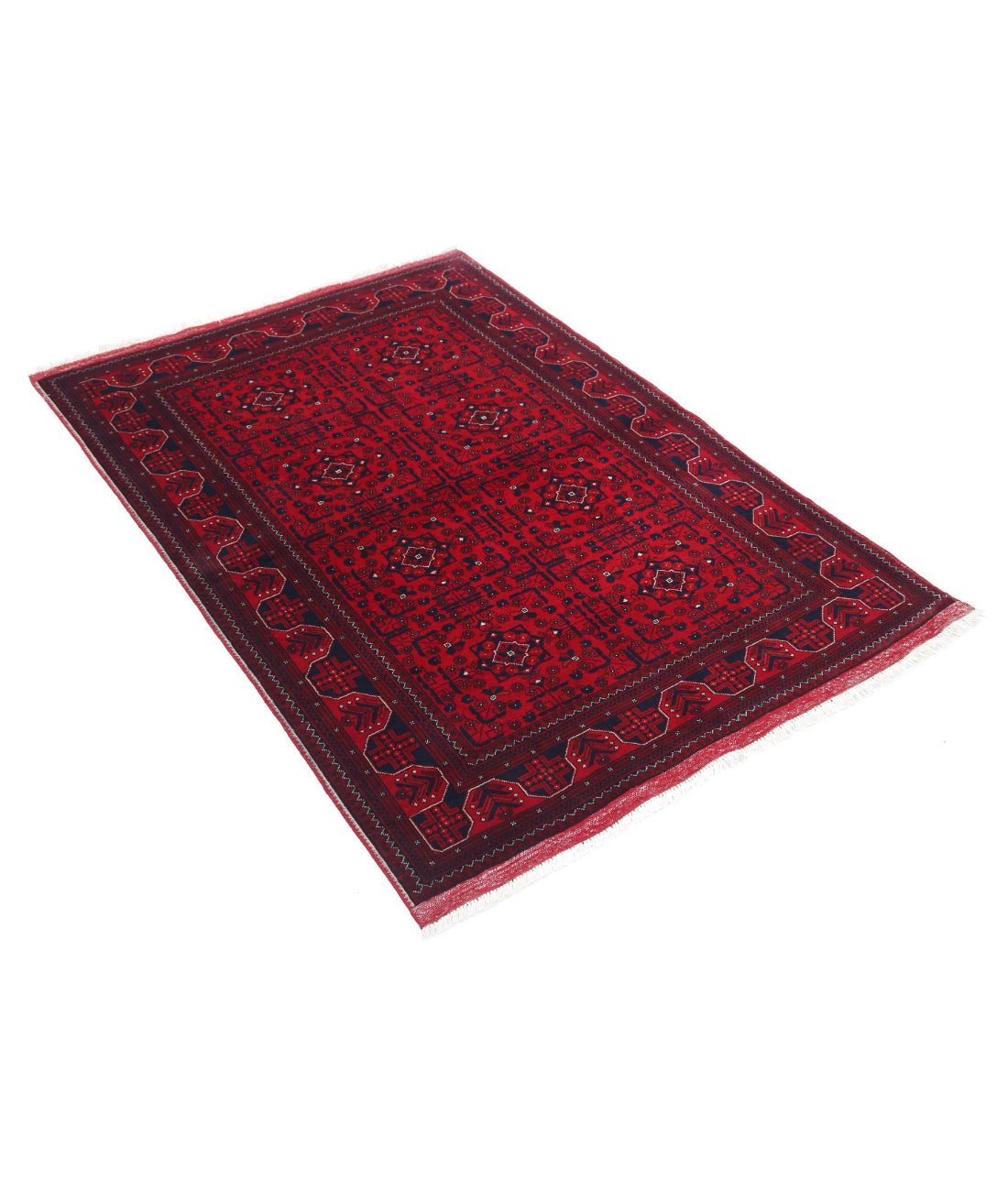 Afghan 3'4'' X 4'9'' Hand-Knotted Wool Rug 3'4'' x 4'9'' (100 X 143) / Red / Red