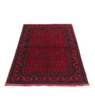 Afghan 3'4'' X 4'9'' Hand-Knotted Wool Rug 3'4'' x 4'9'' (100 X 143) / Red / Red