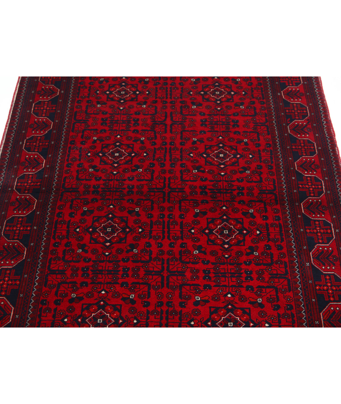 Afghan 3'4'' X 4'9'' Hand-Knotted Wool Rug 3'4'' x 4'9'' (100 X 143) / Red / Red