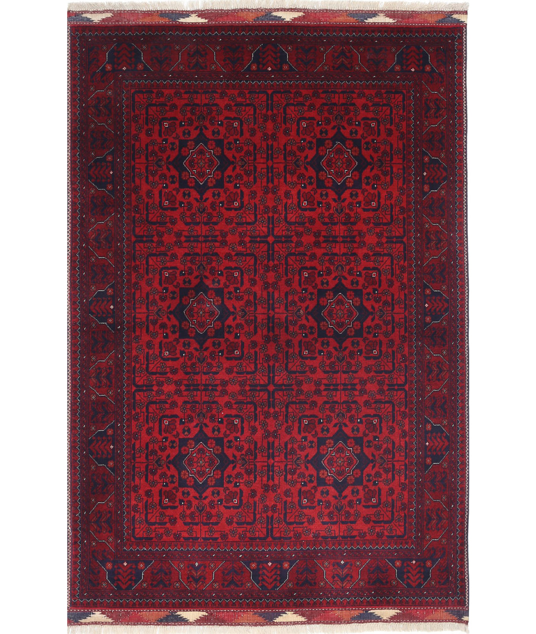 Afghan 3'4'' X 5'0'' Hand-Knotted Wool Rug 3'4'' x 5'0'' (100 X 150) / Red / Red