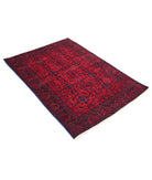 Afghan 3'4'' X 4'10'' Hand-Knotted Wool Rug 3'4'' x 4'10'' (100 X 145) / Red / Blue