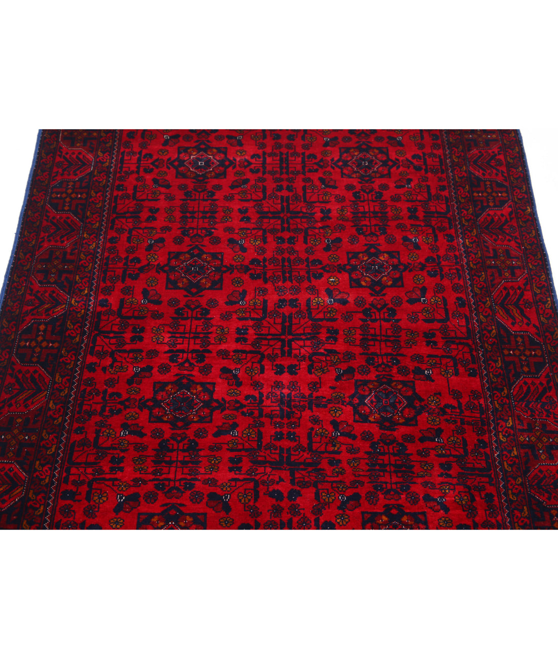 Afghan 3'4'' X 4'10'' Hand-Knotted Wool Rug 3'4'' x 4'10'' (100 X 145) / Red / Blue