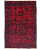 Afghan 3'4'' X 4'10'' Hand-Knotted Wool Rug 3'4'' x 4'10'' (100 X 145) / Red / Blue