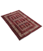 Afghan 3'2'' X 4'7'' Hand-Knotted Wool Rug 3'2'' x 4'7'' (95 X 138) / Red / Red