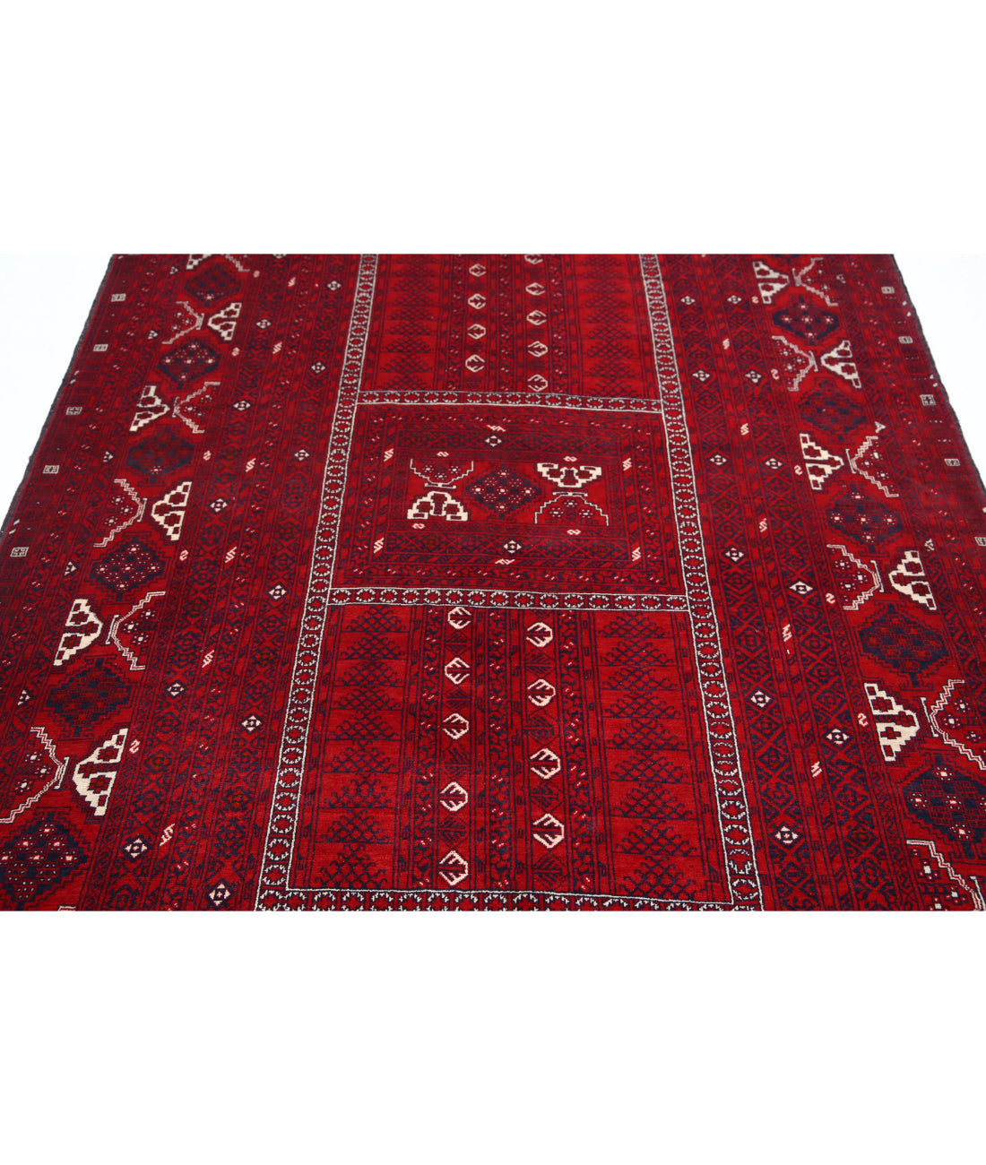 Afghan 5'1'' X 7'10'' Hand-Knotted Wool Rug 5'1'' x 7'10'' (153 X 235) / Red / Blue