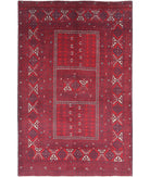 Afghan 5'1'' X 7'10'' Hand-Knotted Wool Rug 5'1'' x 7'10'' (153 X 235) / Red / Blue