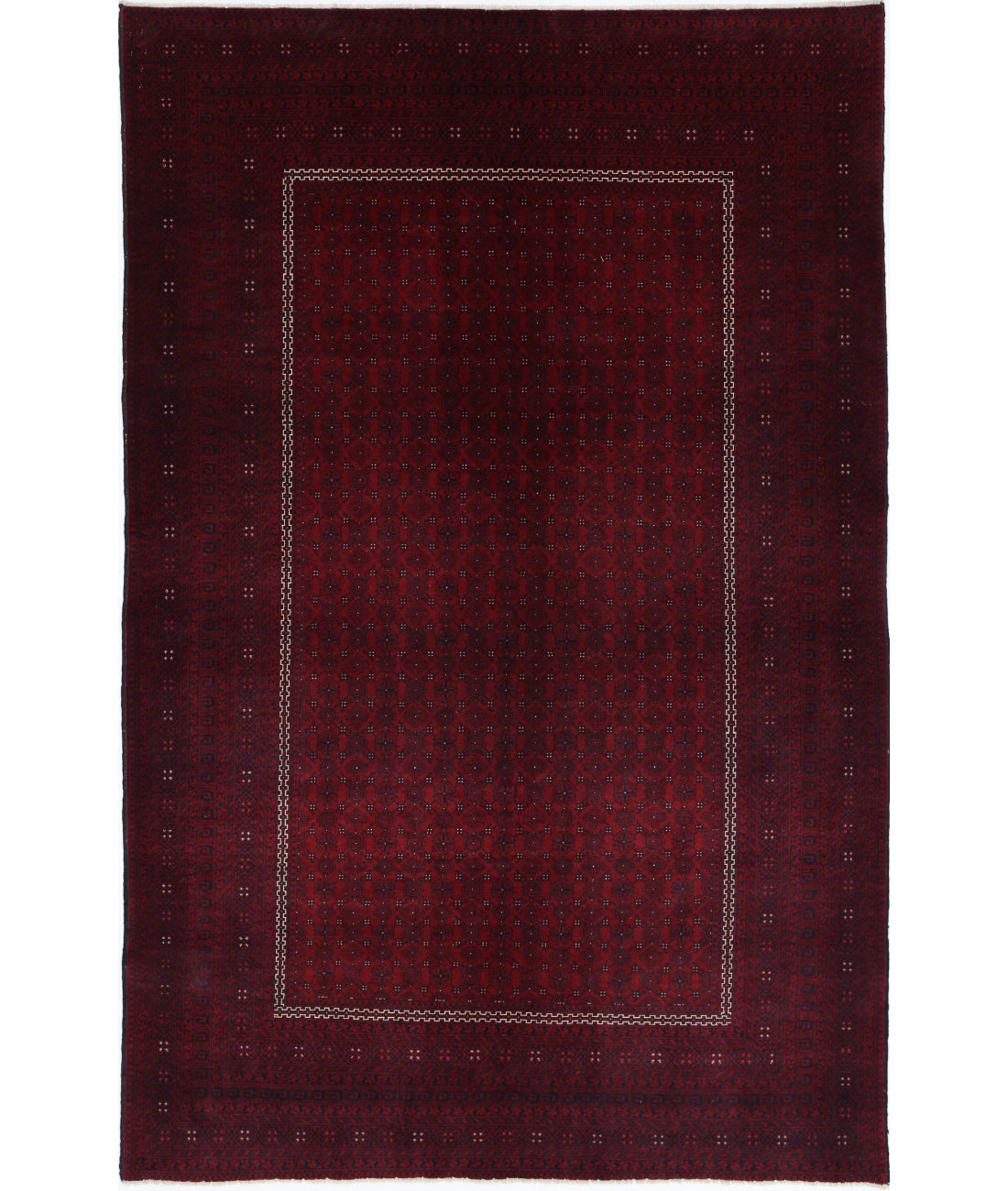 Afghan 6'3'' X 9'11'' Hand-Knotted Wool Rug 6'3'' x 9'11'' (188 X 298) / Red / Red