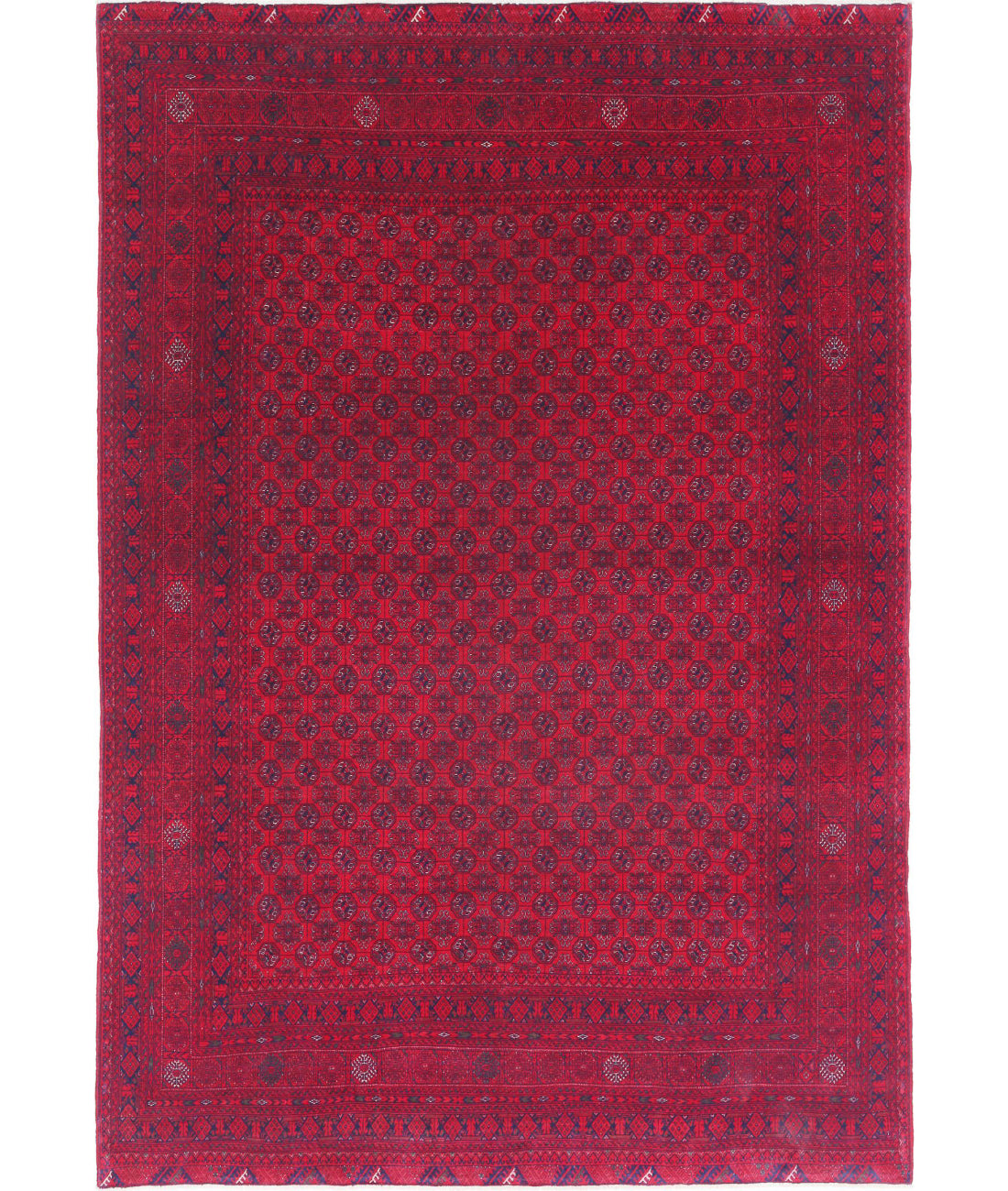 Afghan 6'4'' X 9'5'' Hand-Knotted Wool Rug 6'4'' x 9'5'' (190 X 283) / Red / Red