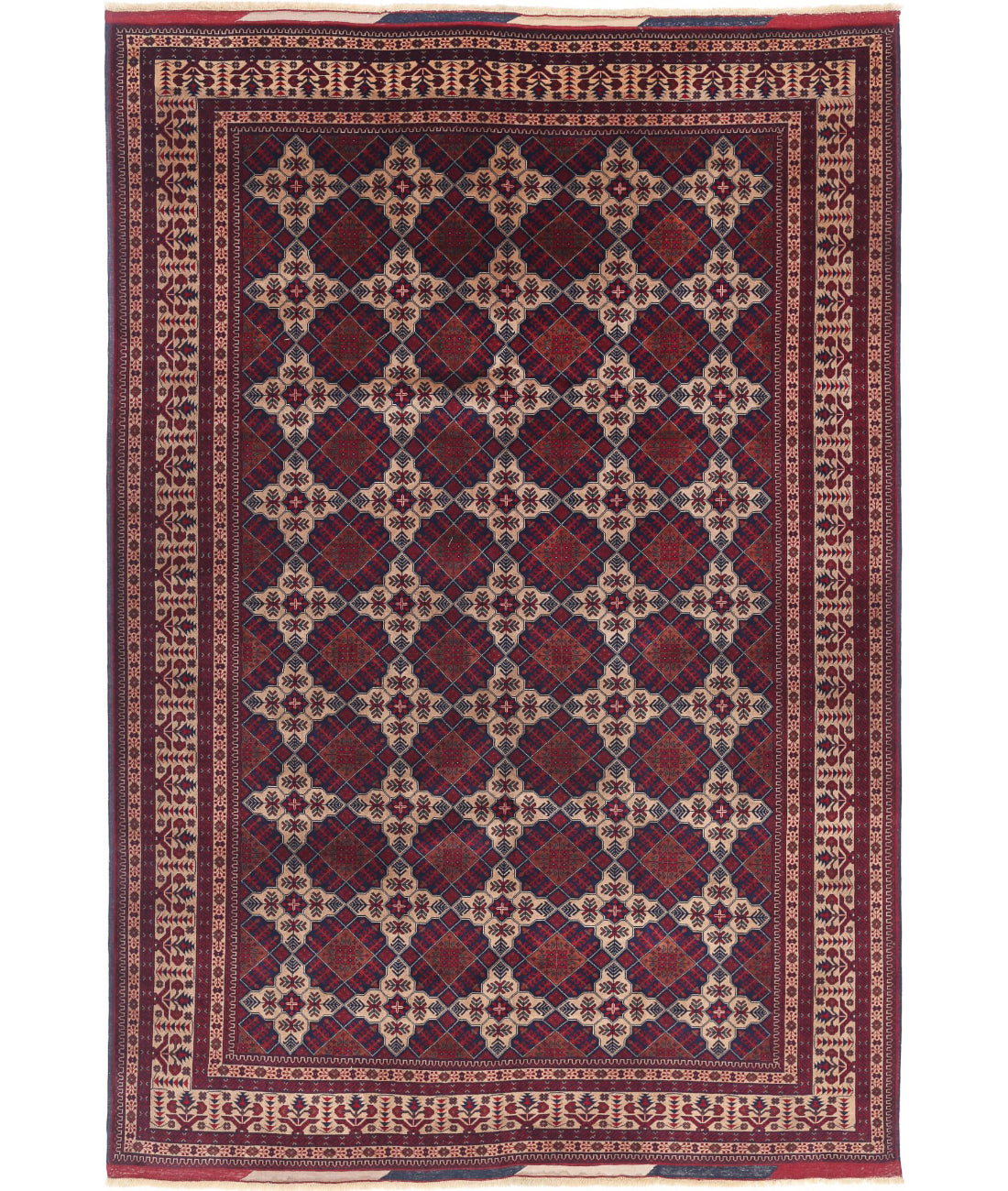 Afghan 6'5'' X 9'6'' Hand-Knotted Wool Rug 6'5'' x 9'6'' (193 X 285) / Red / Red