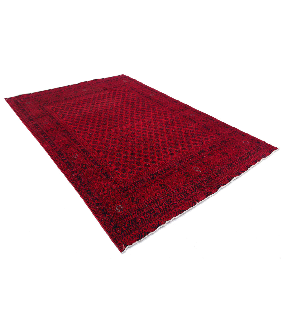 Afghan 6'6'' X 9'5'' Hand-Knotted Wool Rug 6'6'' x 9'5'' (195 X 283) / Red / Red