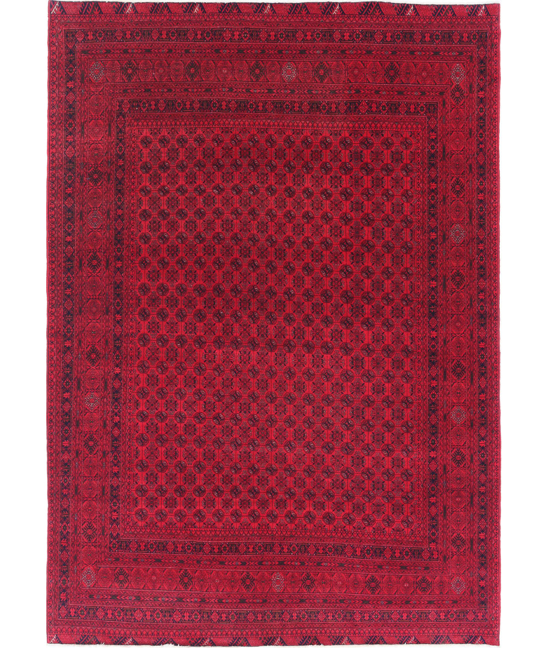 Afghan 6'6'' X 9'5'' Hand-Knotted Wool Rug 6'6'' x 9'5'' (195 X 283) / Red / Red