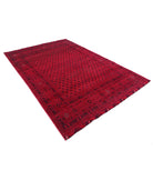 Afghan 6'5'' X 9'5'' Hand-Knotted Wool Rug 6'5'' x 9'5'' (193 X 283) / Red / Red