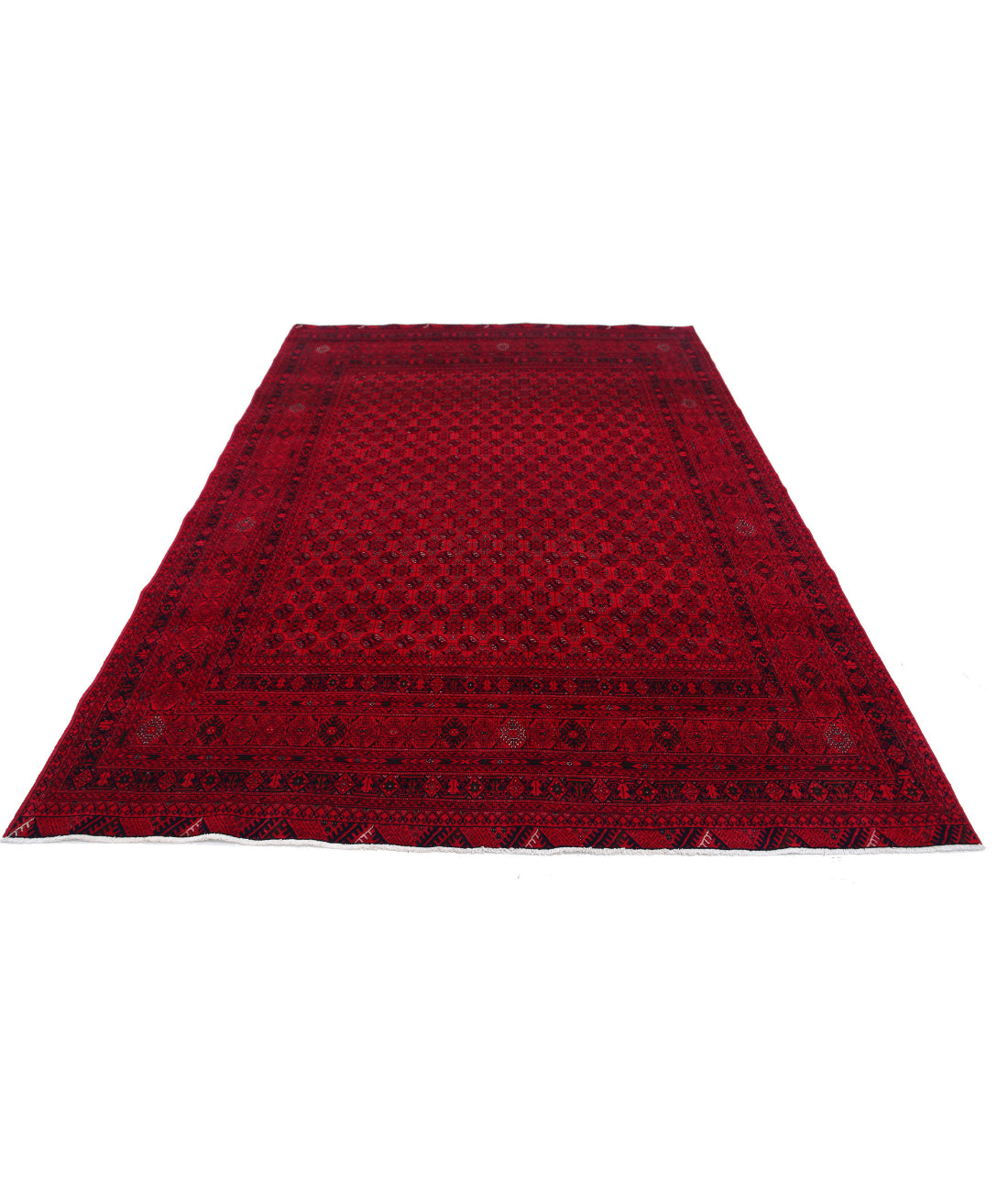 Afghan 6'5'' X 9'5'' Hand-Knotted Wool Rug 6'5'' x 9'5'' (193 X 283) / Red / Red