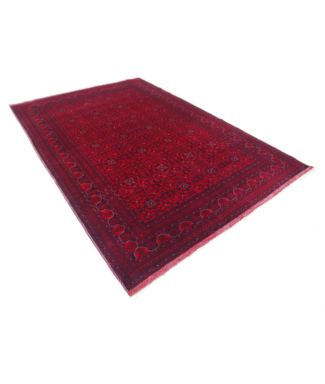 Afghan 6'8'' X 9'5'' Hand-Knotted Wool Rug 6'8'' x 9'5'' (200 X 283) / Red / Red