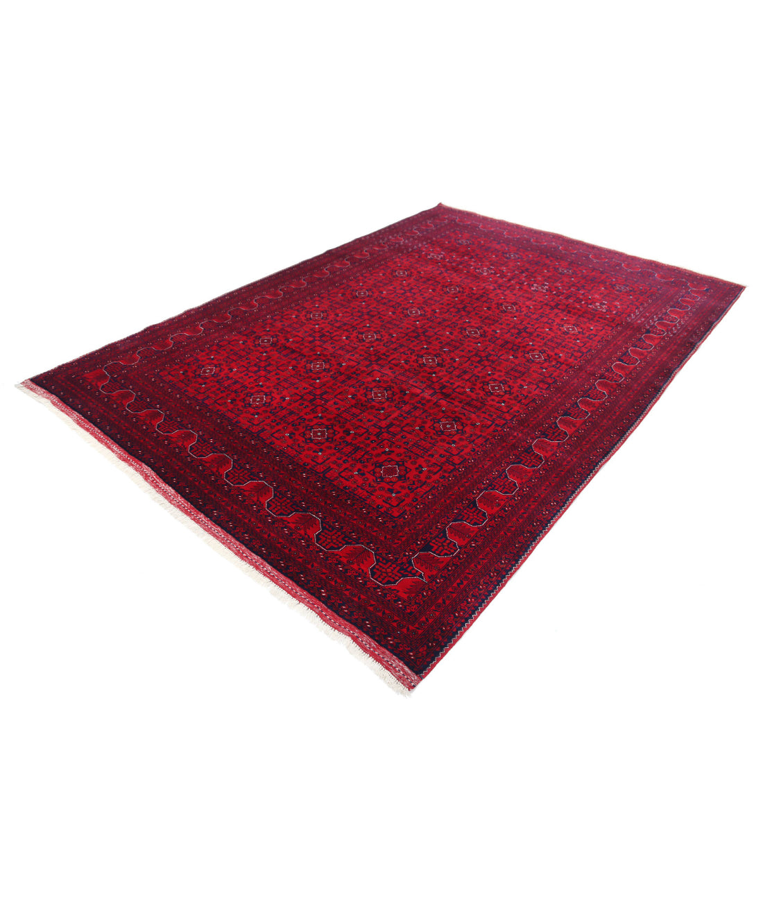 Afghan 6'8'' X 9'5'' Hand-Knotted Wool Rug 6'8'' x 9'5'' (200 X 283) / Red / Red