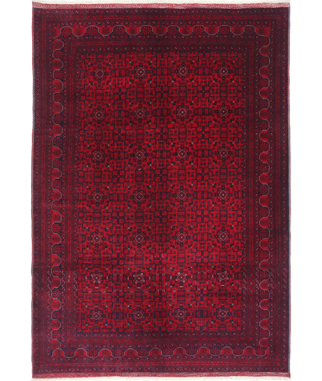 Afghan 6'8'' X 9'5'' Hand-Knotted Wool Rug 6'8'' x 9'5'' (200 X 283) / Red / Red