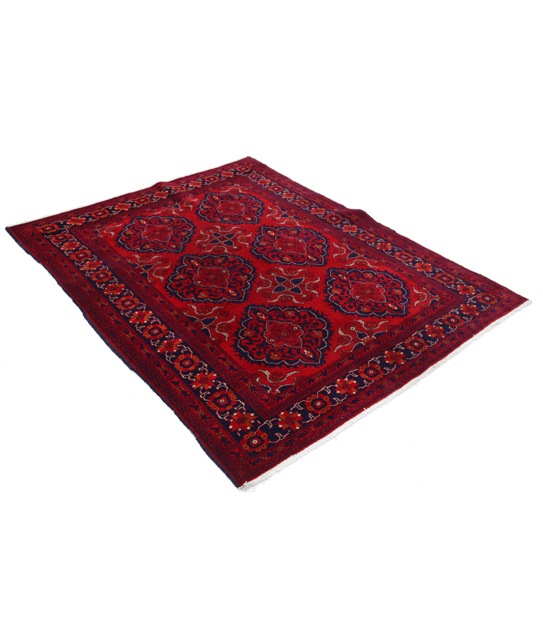 Afghan 4'11'' X 6'4'' Hand-Knotted Wool Rug 4'11'' x 6'4'' (148 X 190) / Red / Red