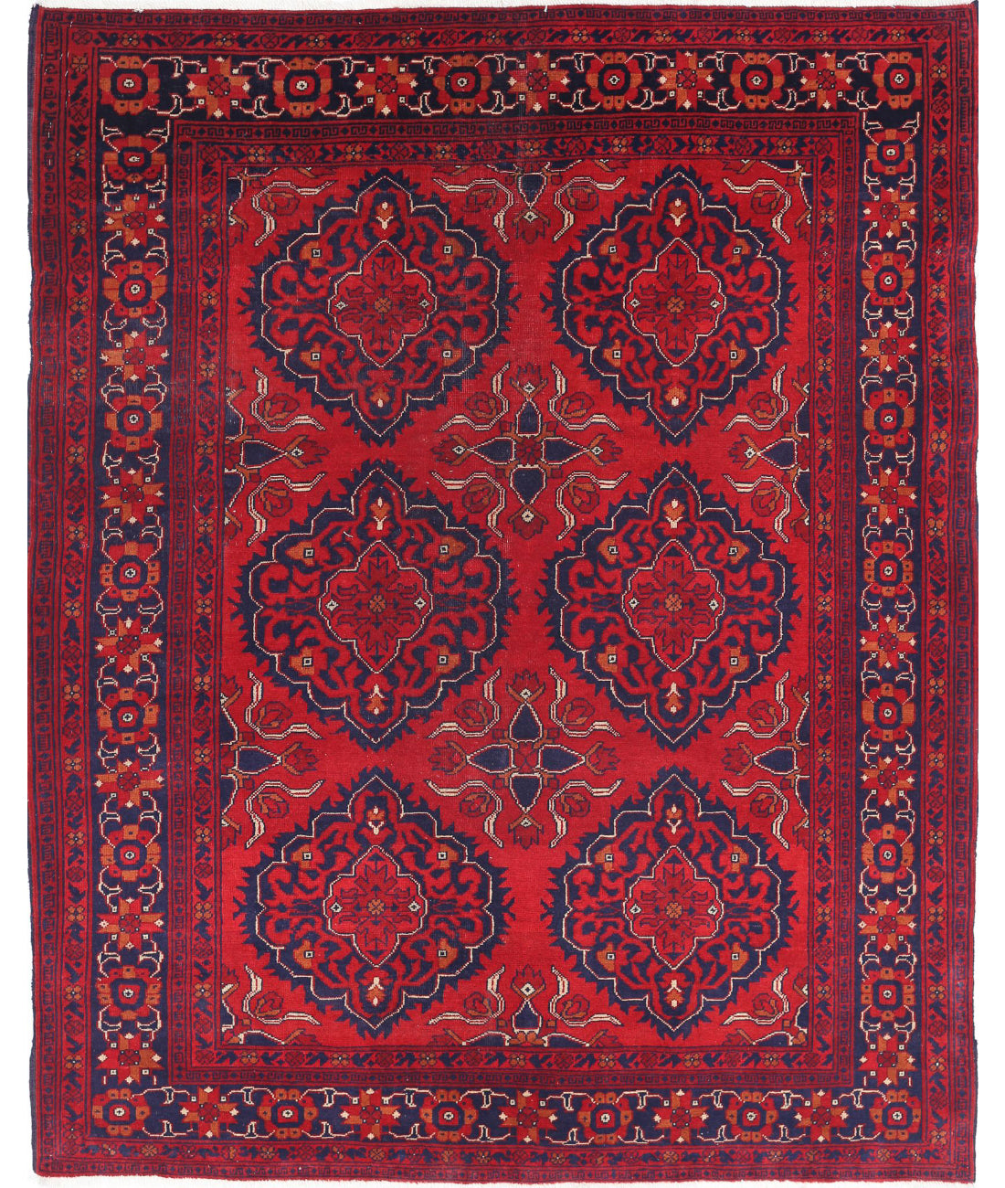 Afghan 4'11'' X 6'4'' Hand-Knotted Wool Rug 4'11'' x 6'4'' (148 X 190) / Red / Red