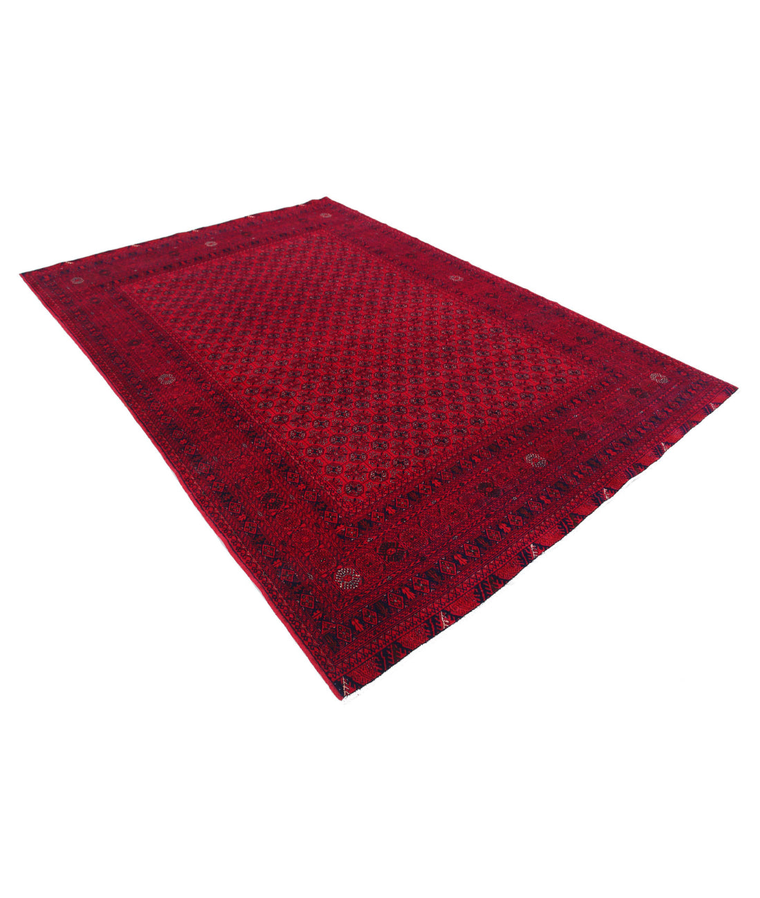 Afghan 6'5'' X 9'5'' Hand-Knotted Wool Rug 6'5'' x 9'5'' (193 X 283) / Red / Red