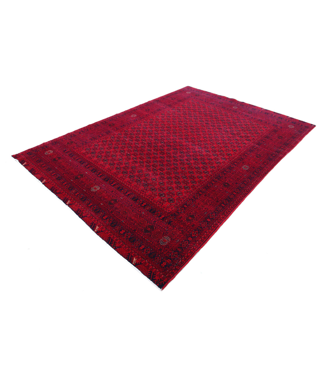 Afghan 6'5'' X 9'5'' Hand-Knotted Wool Rug 6'5'' x 9'5'' (193 X 283) / Red / Red