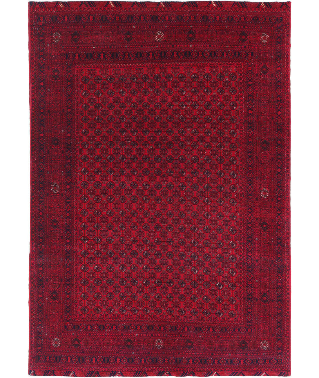 Afghan 6'5'' X 9'5'' Hand-Knotted Wool Rug 6'5'' x 9'5'' (193 X 283) / Red / Red