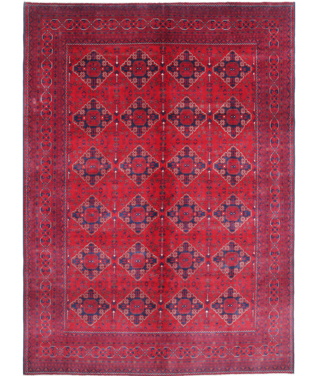 Afghan 8'0'' X 11'3'' Hand-Knotted Wool Rug 8'0'' x 11'3'' (240 X 338) / Red / Black