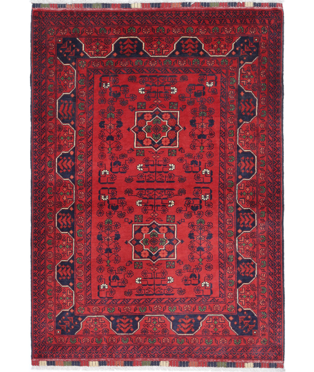 Afghan 3'4'' X 4'9'' Hand-Knotted Wool Rug 3'4'' x 4'9'' (100 X 143) / Red / Red