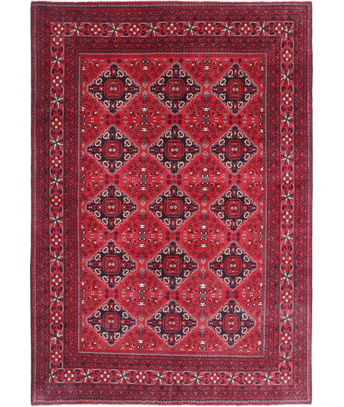 Afghan 6'6'' X 9'6'' Hand-Knotted Wool Rug 6'6'' x 9'6'' (195 X 285) / Red / Red