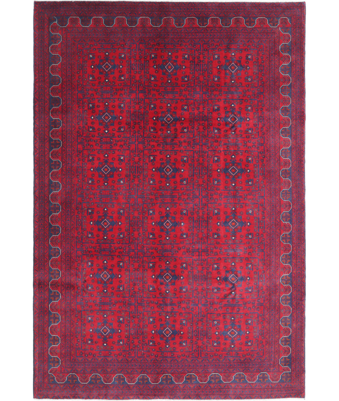 Afghan 6'7'' X 9'8'' Hand-Knotted Wool Rug 6'7'' x 9'8'' (198 X 290) / Red / Blue