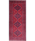 Afghan 2'8'' X 6'8'' Hand-Knotted Wool Rug 2'8'' x 6'8'' (80 X 200) / Red / Blue