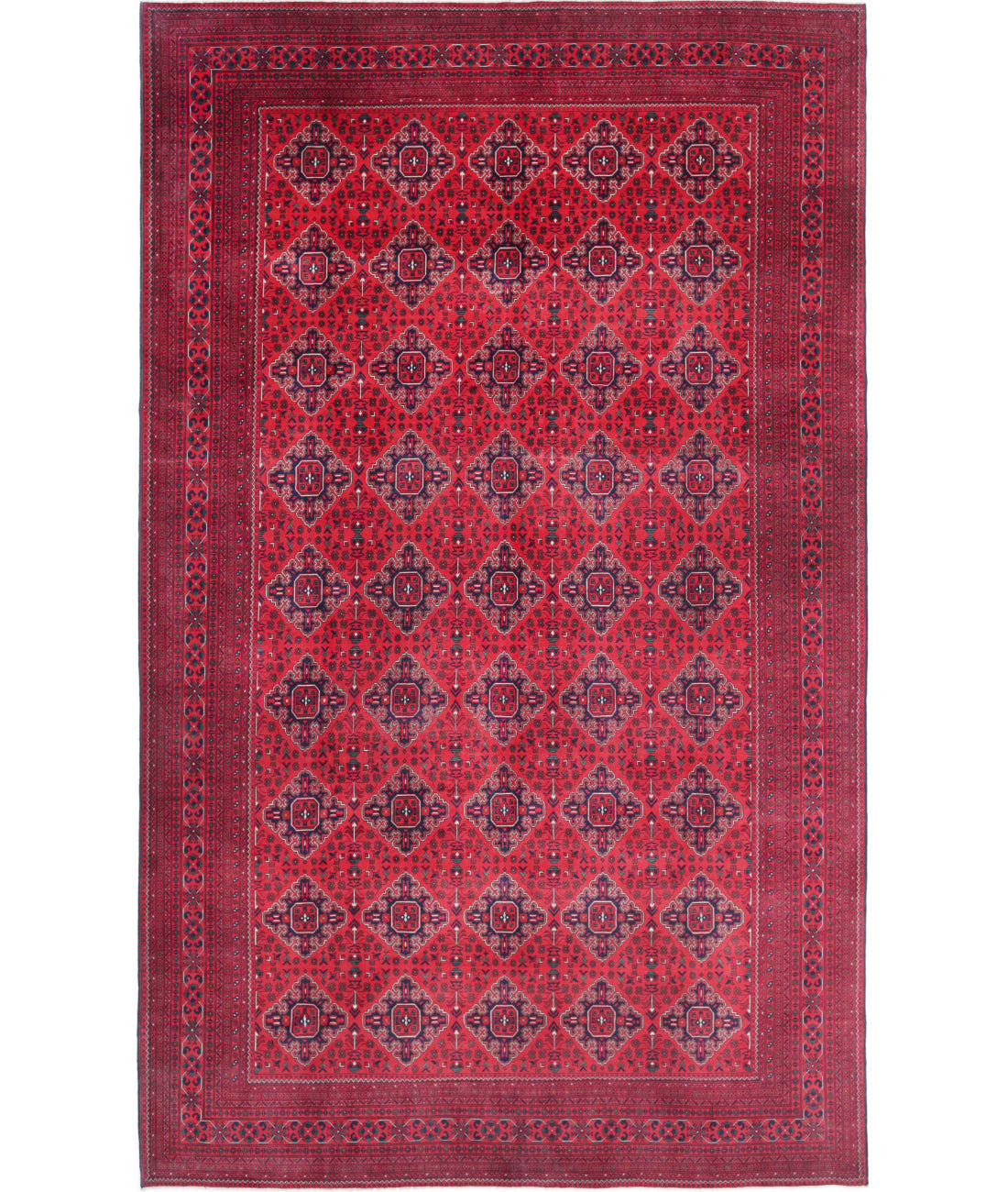 Afghan 9'10'' X 16'1'' Hand-Knotted Wool Rug 9'10'' x 16'1'' (295 X 483) / Red / Blue